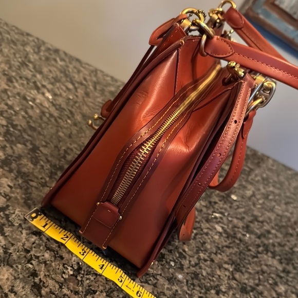 Coach Brown leather and Tan coated canvas Satchel with Structured Design NWT - Picture 8 of 14